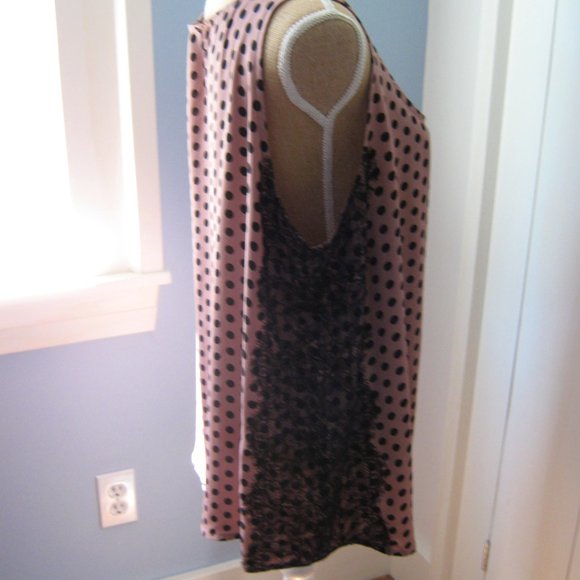 LOFT Polka Dot Blouse with Lace - Picture 3 of 4